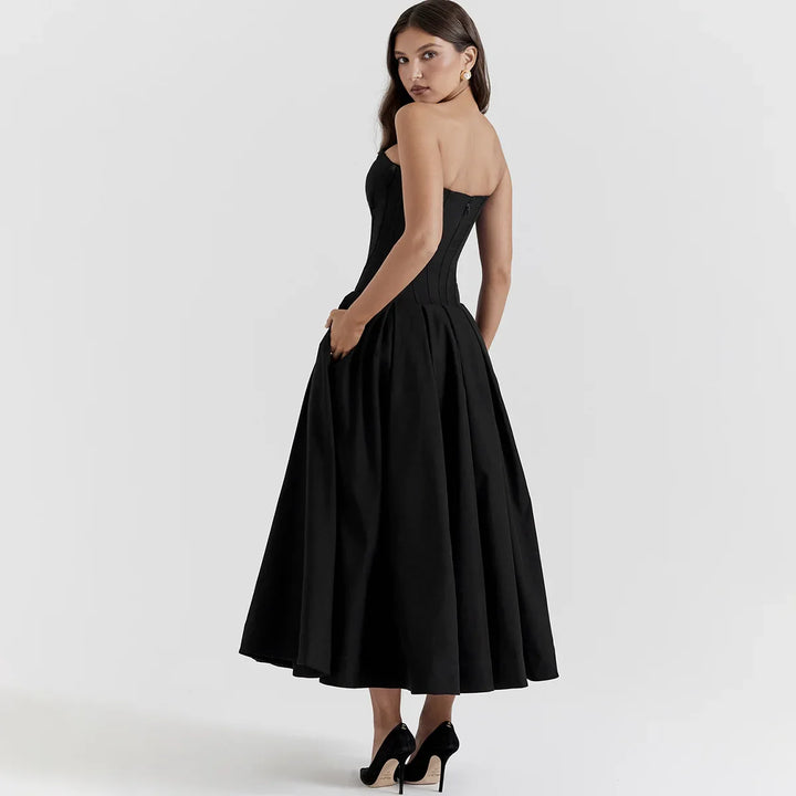 Strapless Midi Dress with Pockets - Fanny