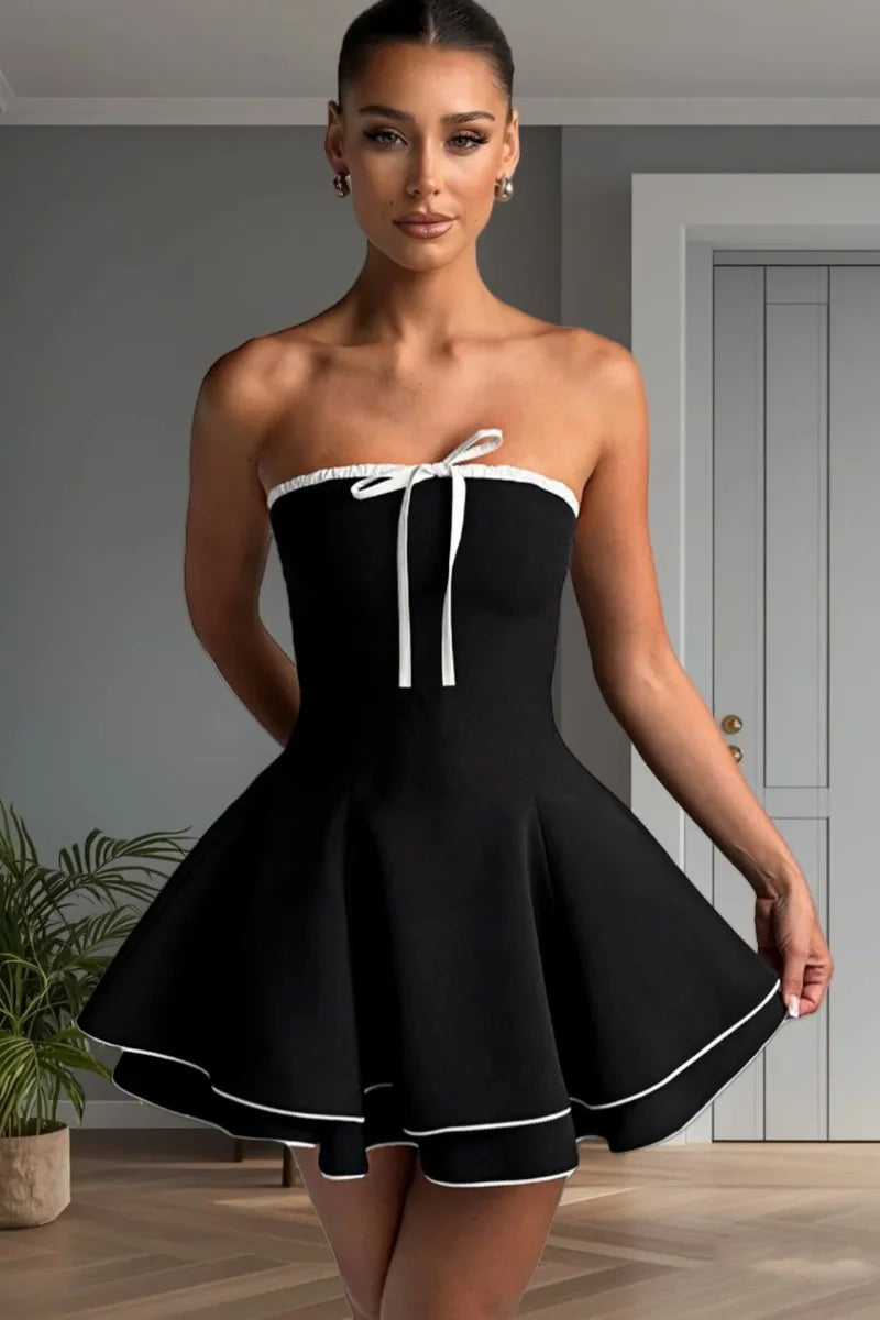 A-line Strapless Ruffled Mini Dress - Jolie