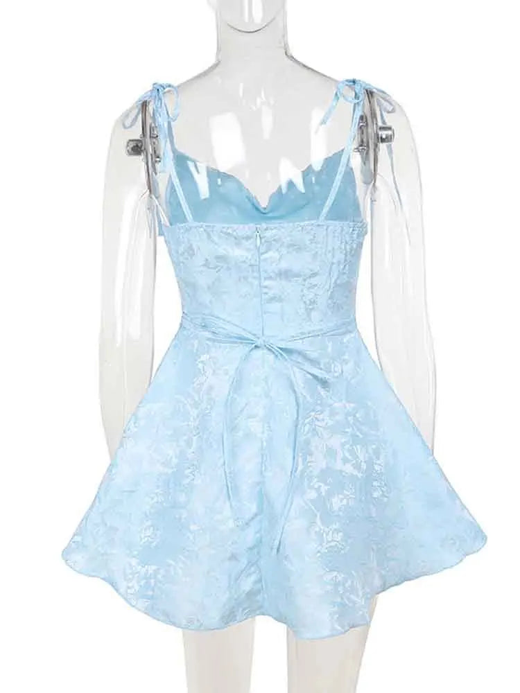 A-line mini dress with tie straps and floral embroidery detail - Marisol