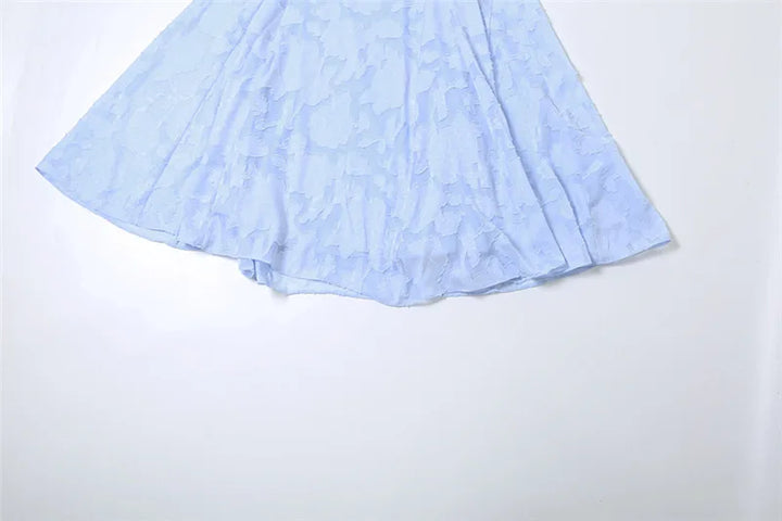 Maxi Chiffon Dress with Leaf Embroidery, Back Tie for Waist Fit - Mona Liz