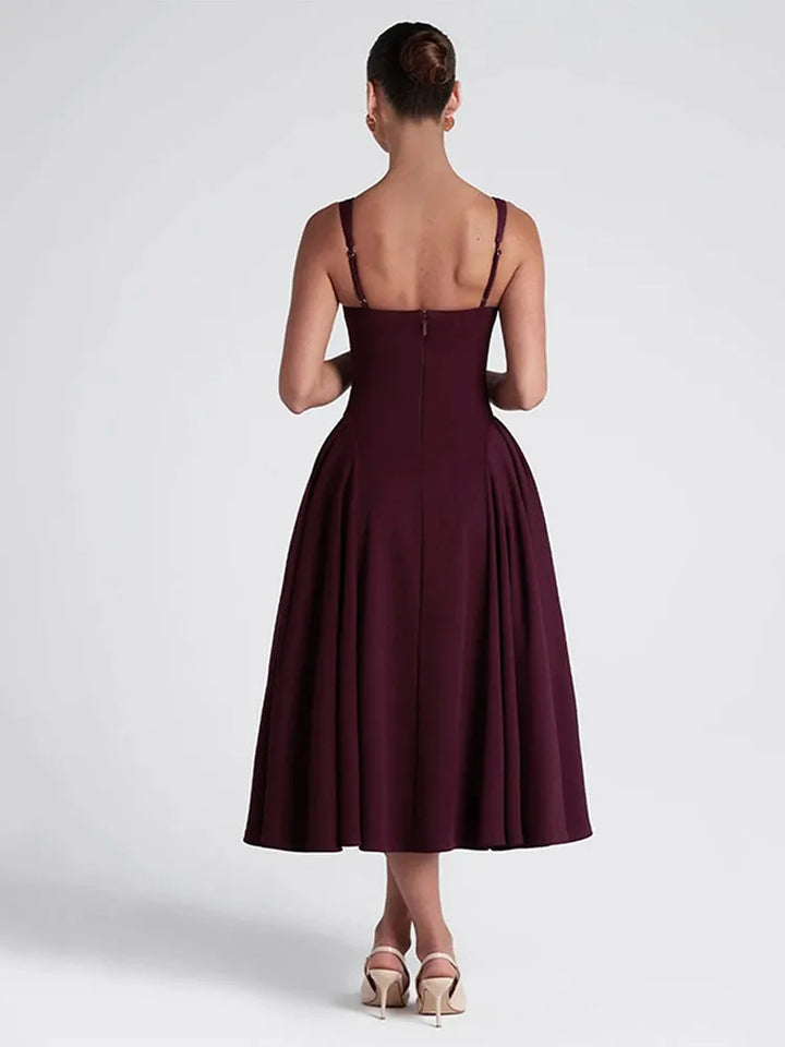 Elegant Midi A-Line Dress - Saar