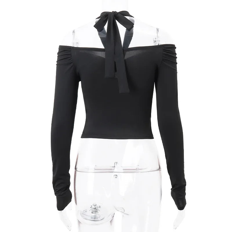 Tight Long Sleeve Shirt with Neck Tie - Penelope