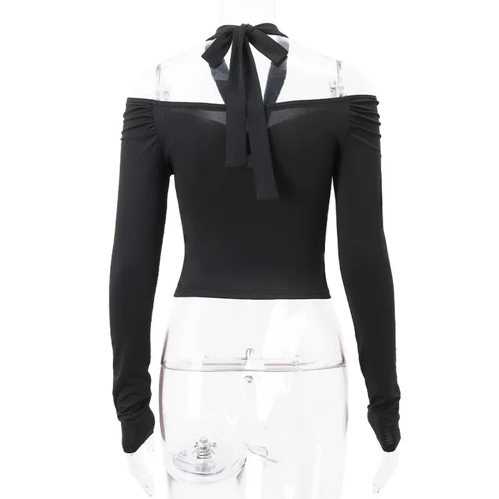 Tight Long Sleeve Shirt with Neck Tie - Penelope
