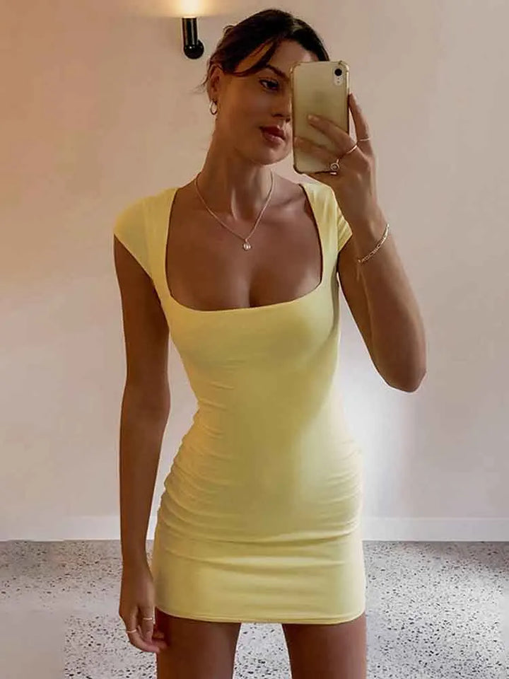 Basic Fitted Mini Dress with Shaping Fabric - Maddie