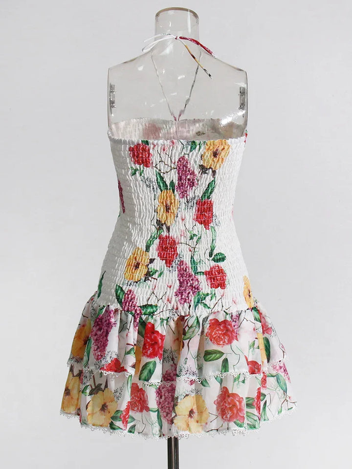 Strapless Mini Dress with Ruching and Ruffle - Diane