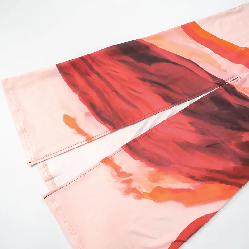 Maxi Dress with Colorful Print, Neck Tie, and Open Back - Chulia