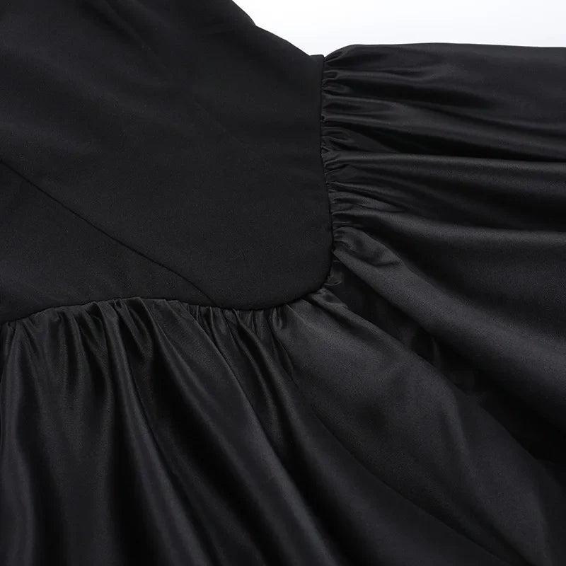 Balloon Mini Dress with Neck Tie and Satin Skirt - Mikaela