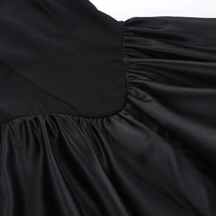 Balloon Mini Dress with Neck Tie and Satin Skirt - Mikaela