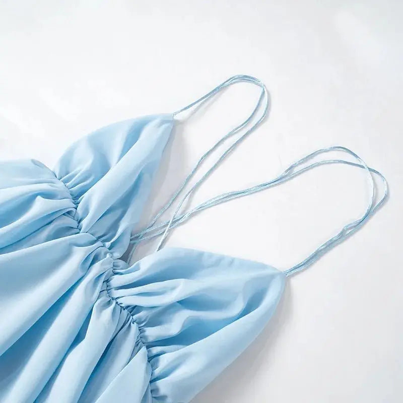 Ruffled Chiffon Mini Dress with Back Ties - Tulum