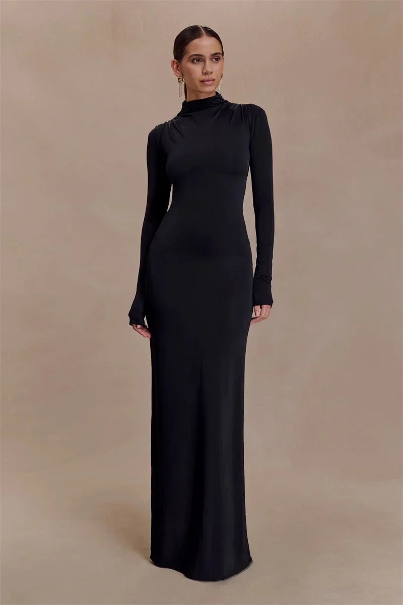 Maxi dress with open back and buckle decoration - TAHIL