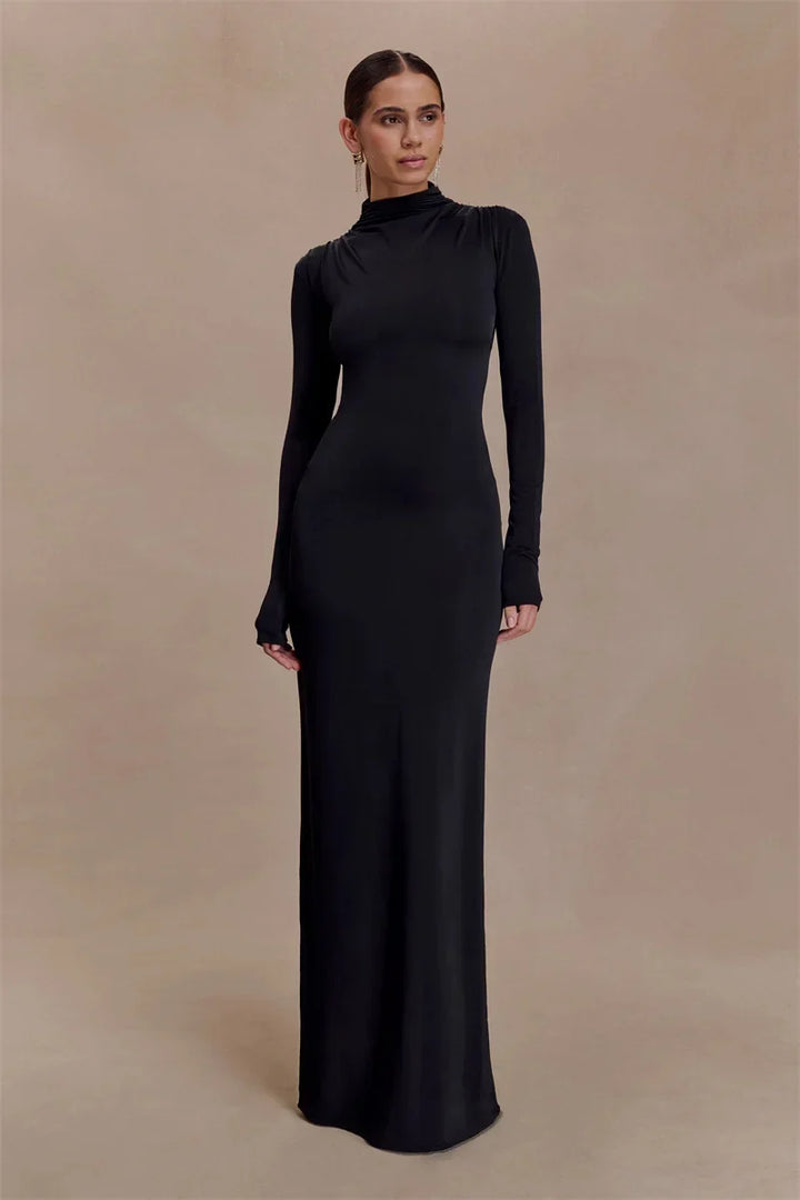 Maxi dress with open back and buckle decoration - TAHIL