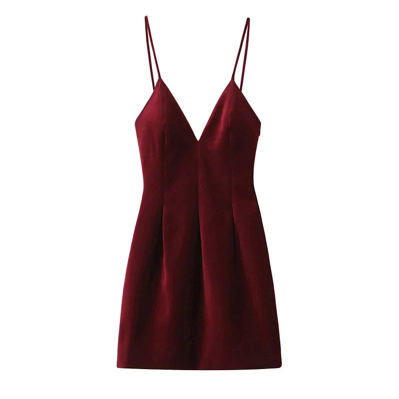Open Back Velvet Mini Dress - Clart