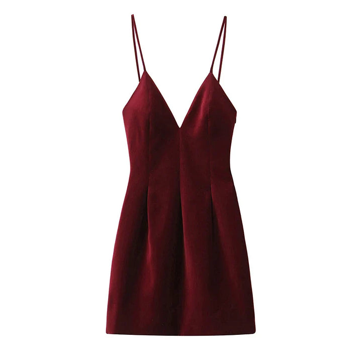 Open Back Velvet Mini Dress - Clart