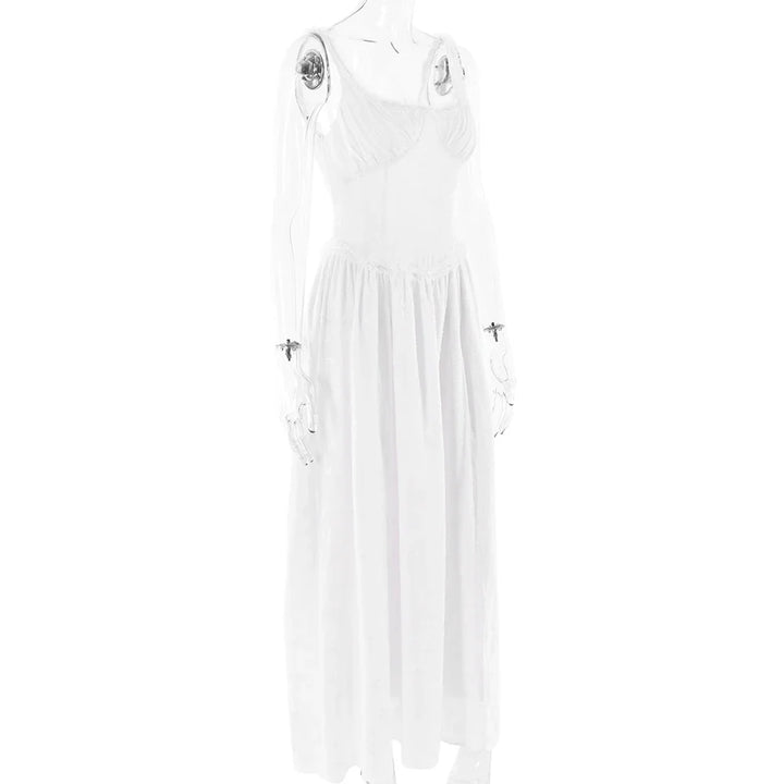 Chiffon Maxi Dress with Floral Embroidery, A-Line Cut, and Slit Design - Alejandra