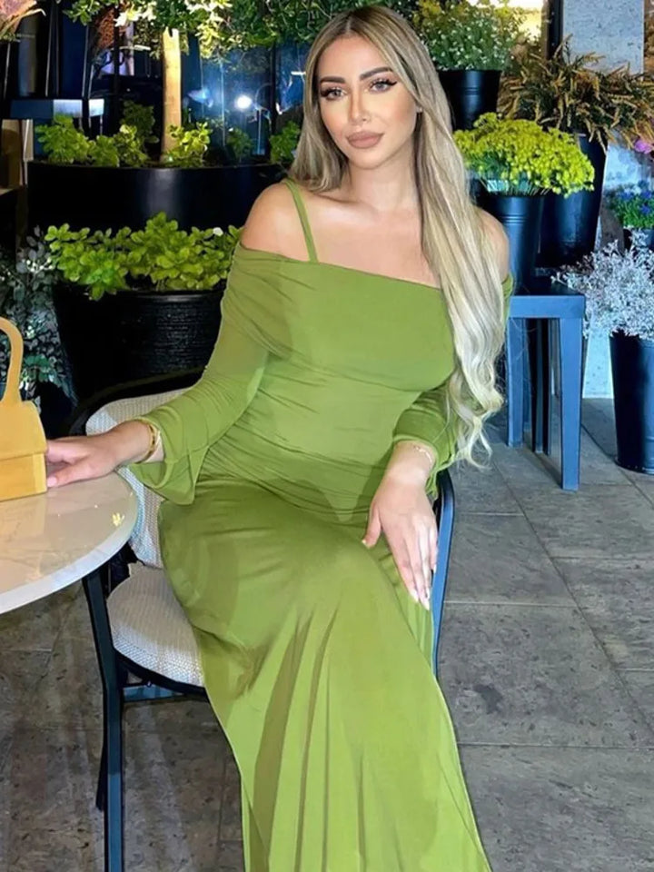 Maxi dress with off-shoulder and strap design - Gala