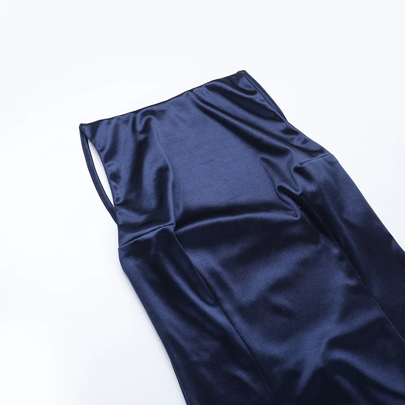 Maxi satin dress with open back - Rain