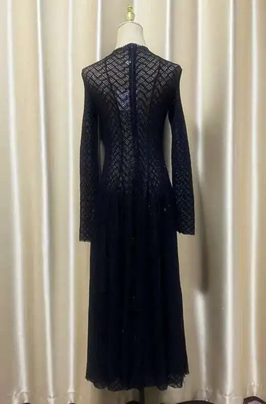 Elegant evening maxi dress with woven A-line design - Libby