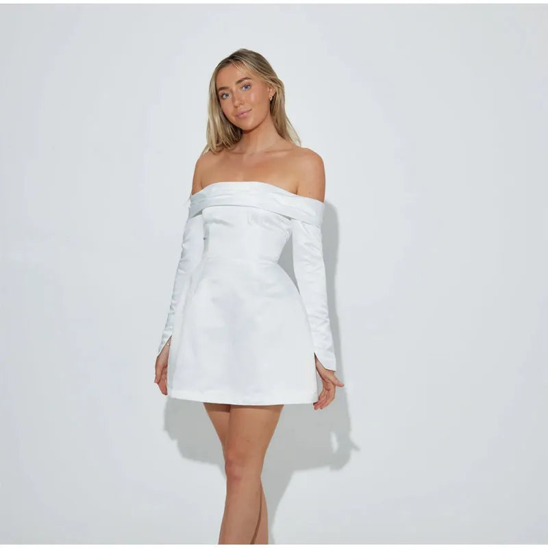 A-Line Mini Dress with Bare Shoulders - Miranda