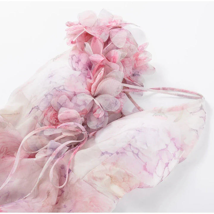3D Floral Ruffled Mini Dress - Isabella