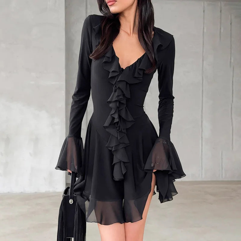 Mini dress with ruffle detail - ALINA