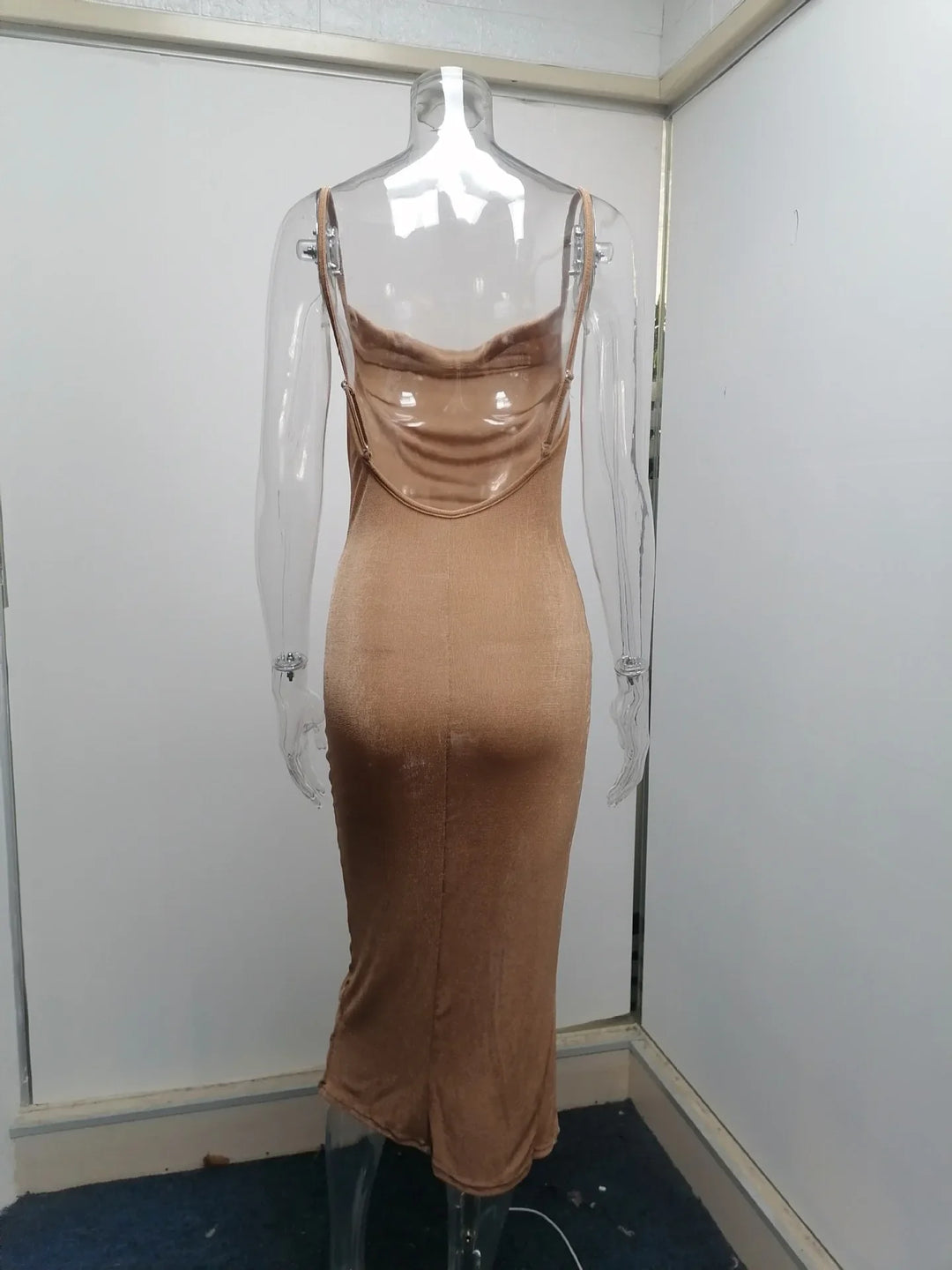 Summer midi knitted dress with slit decoration - Smile