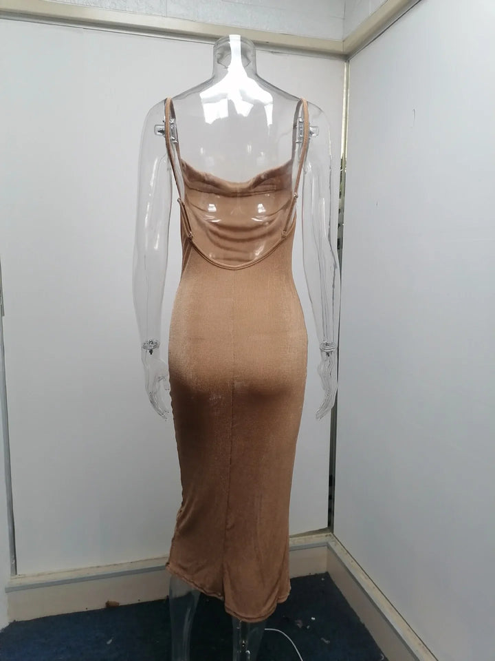Summer midi knitted dress with slit decoration - Smile