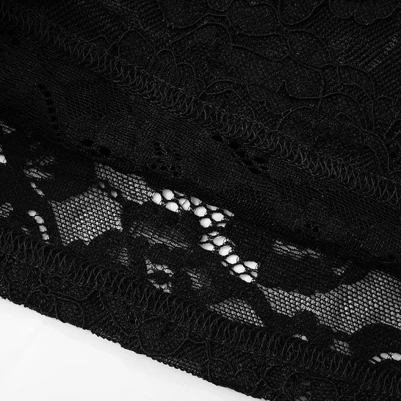 Lace jumpsuit with train and off-shoulder design - Gefen