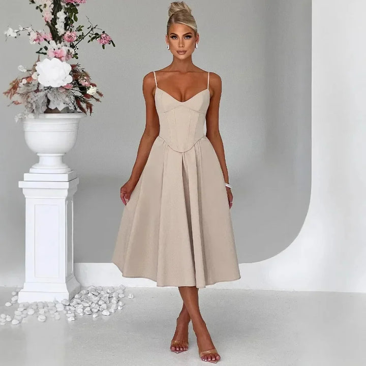 Midi Dress with A-Line and Classic Design - Nataly