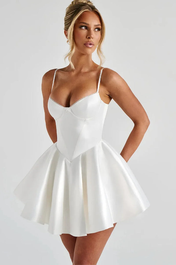 A-line Satin Mini Dress - Tiffany