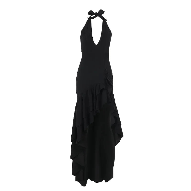 Maxi Dress with Ruffle and Open Back - Rosalina