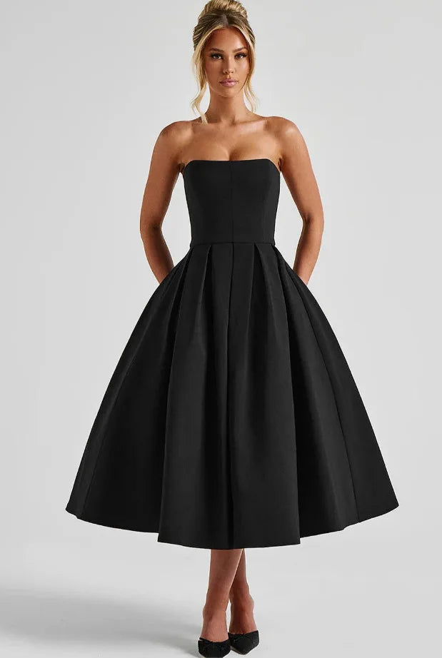 Strapless midi dress in A-line cut - Arya