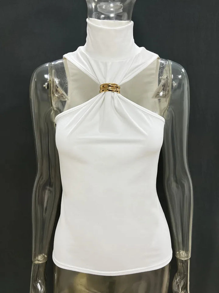 Golf-style tank top with buckle decoration - Moya