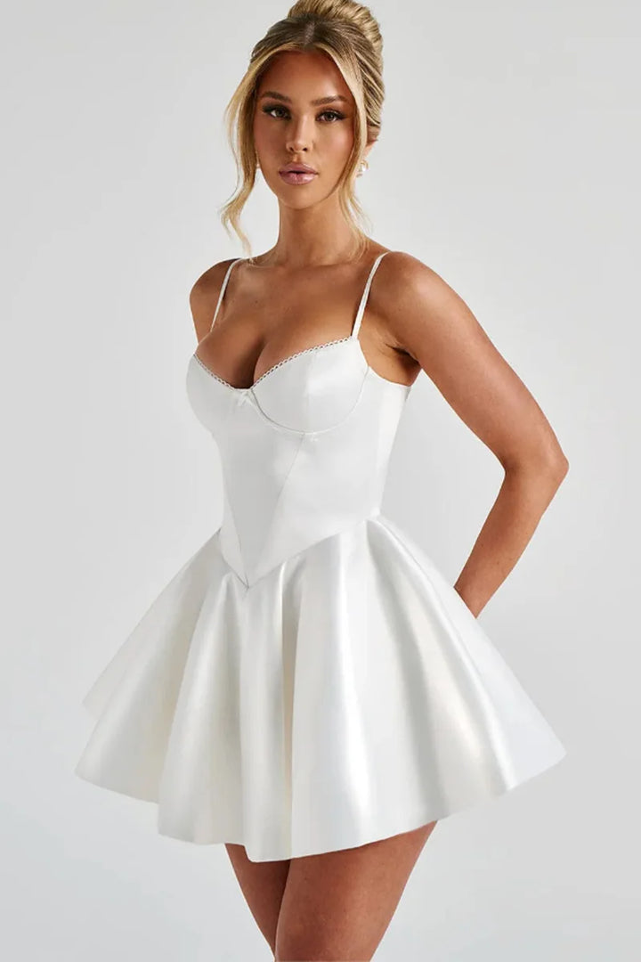 A-line Satin Mini Dress - Tiffany