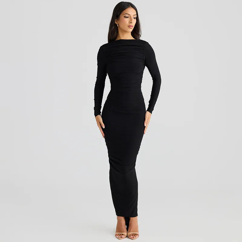 Fitted maxi dress with open back - Kiki