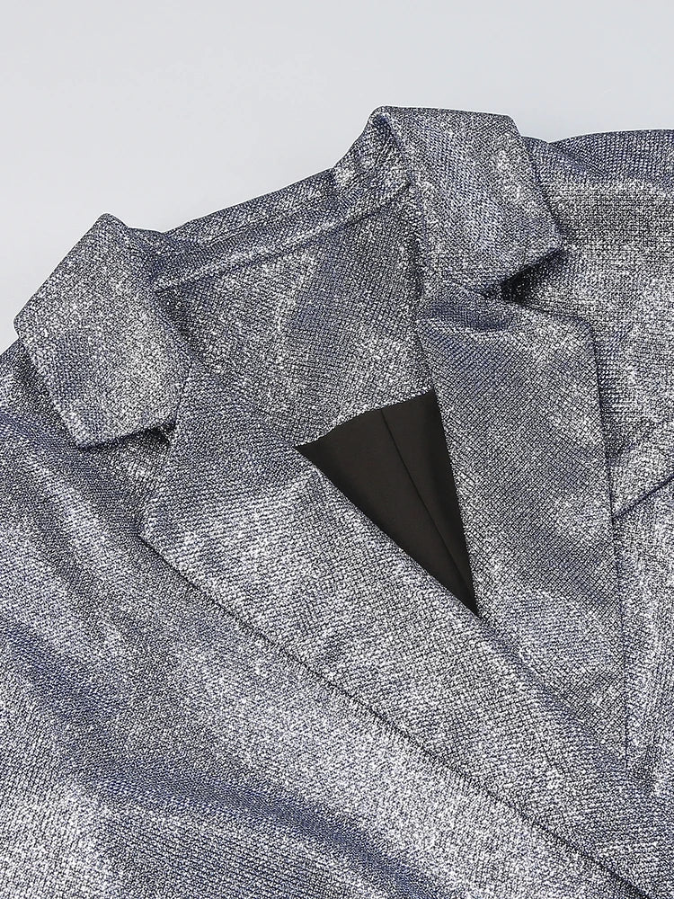 Three-Piece Glitter Suit with Bra, Blazer, and High-Waisted Pedal Pusher Pants - Glory