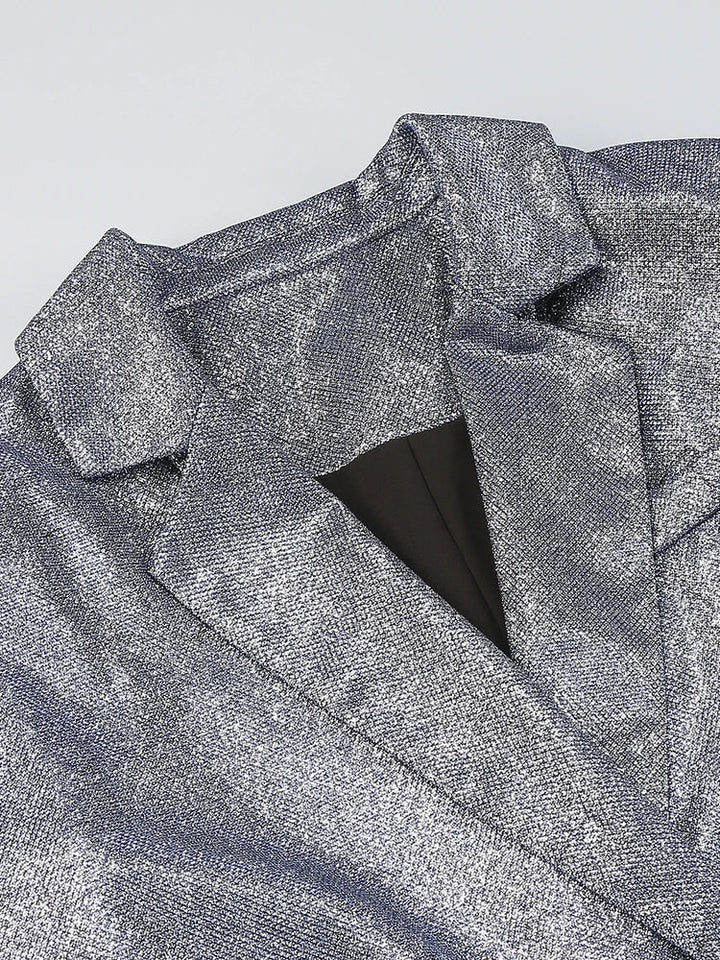 Three-Piece Glitter Suit with Bra, Blazer, and High-Waisted Pedal Pusher Pants - Glory