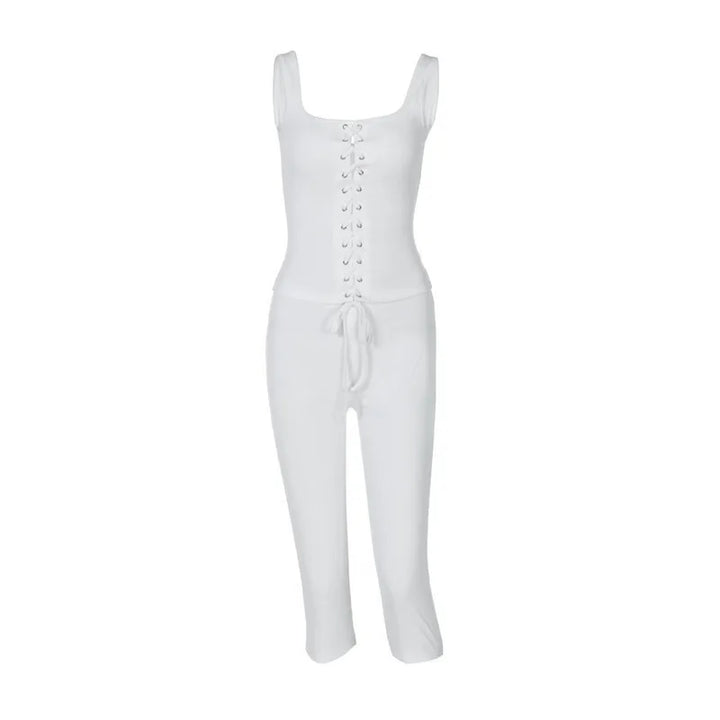 Two-piece set tie top and three-quarter leggings - Nadia