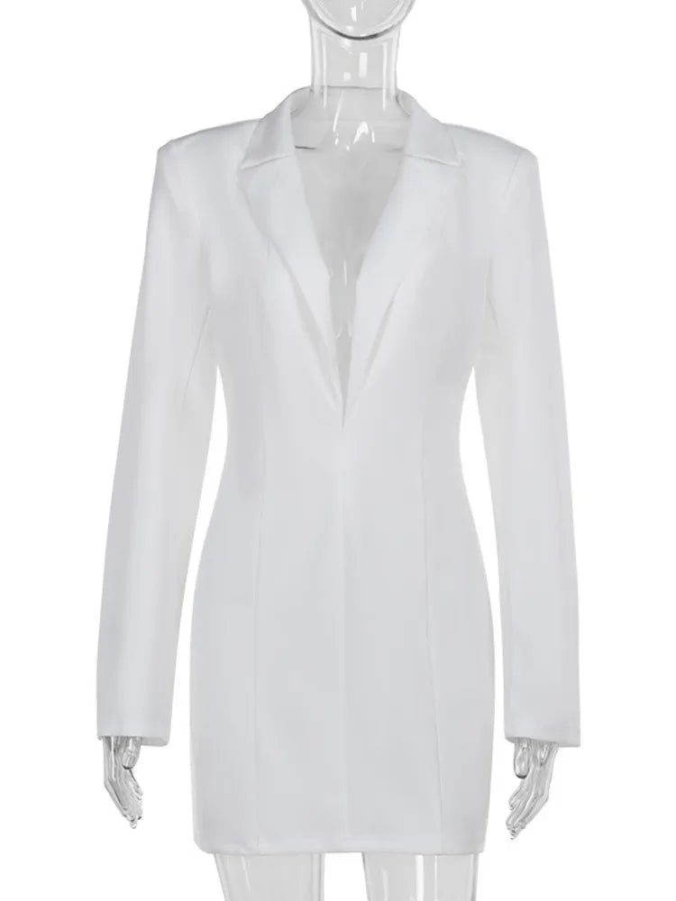 Tailored mini dress with deep V neckline - Hailey