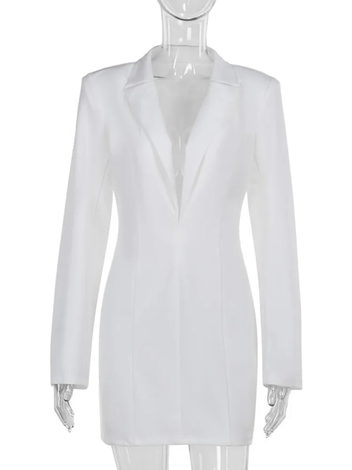 Tailored mini dress with deep V neckline - Hailey
