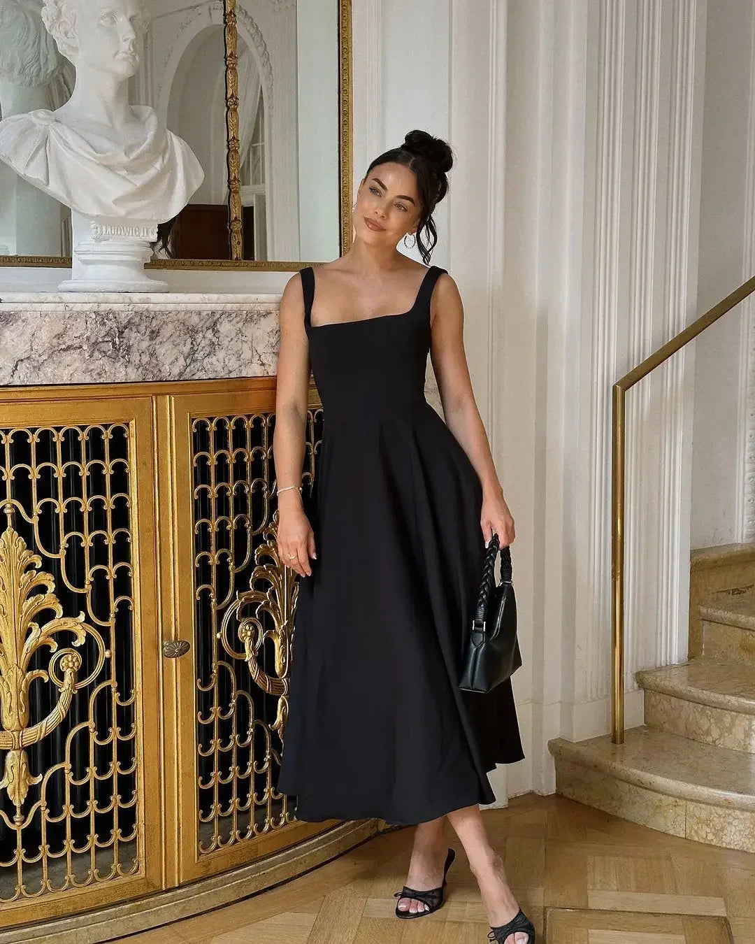 A-Line Satin Midi Dress - Violette