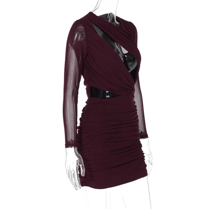 Ruched mini dress with cutouts and mesh sleeves - Hagar