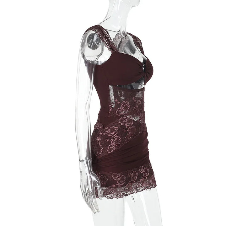 Mini Dress with Lace Detail and Cutout - Rita