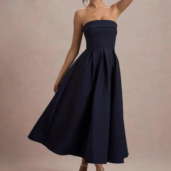 Elegant strapless midi dress - Sandra