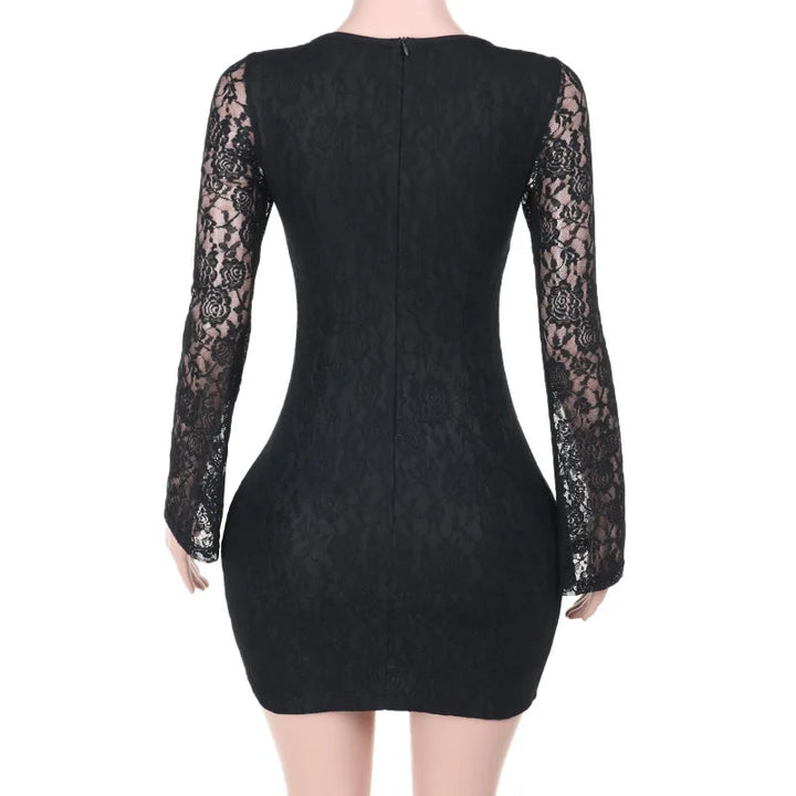 Lace Mini Dress with Tie Details - Lorial