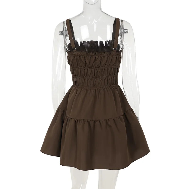 A-line ruffle mini dress, country style - Tiran