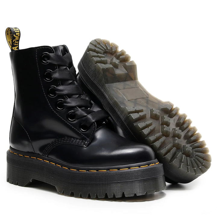 Leather boots with satin laces - Winnie