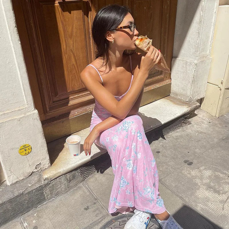 Fitted Floral Maxi Dress - Galina