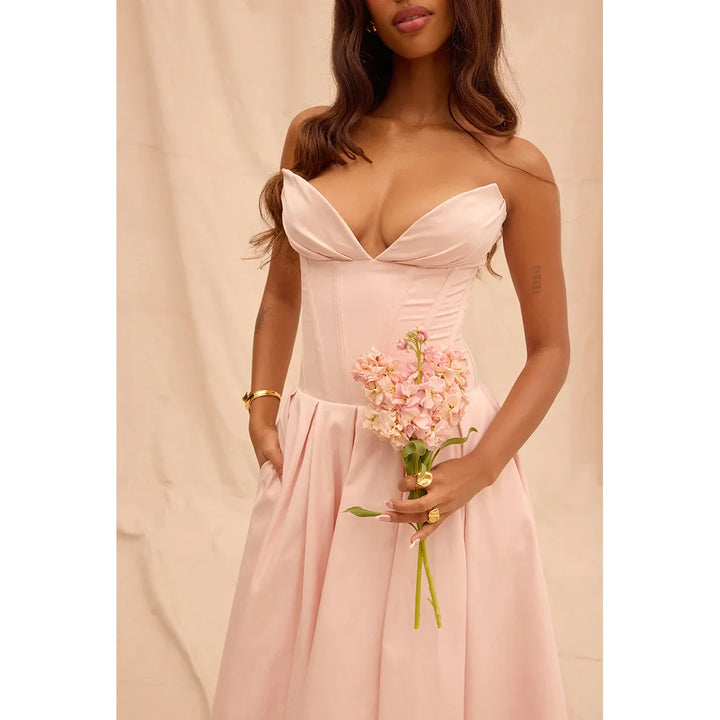 Strapless Midi Dress with Pockets - Fanny