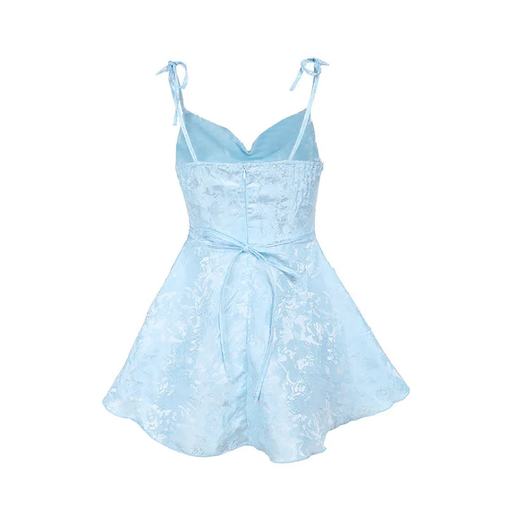 A-line mini dress with tie straps and floral embroidery detail - Marisol