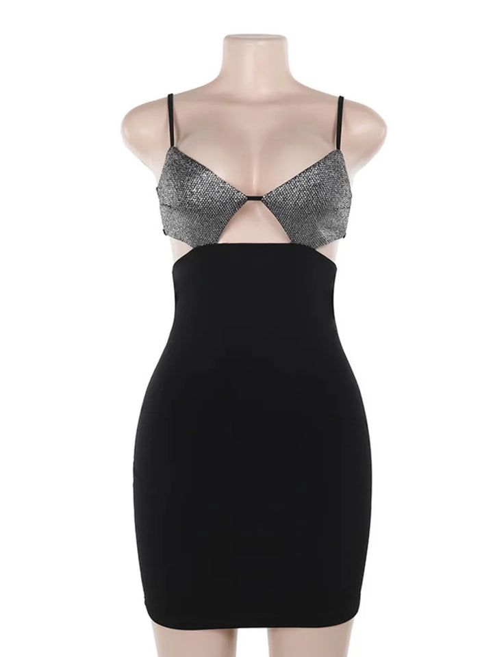 Mini dress with sequin top design - Bright